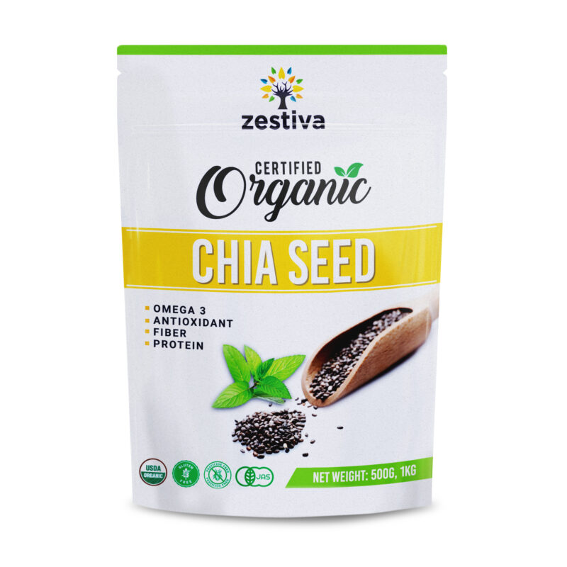 Zestiva Organic Black Chia Seeds, 500g