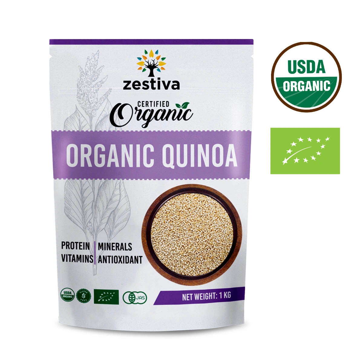 Zestiva Organic White Quinoa, 1KG
