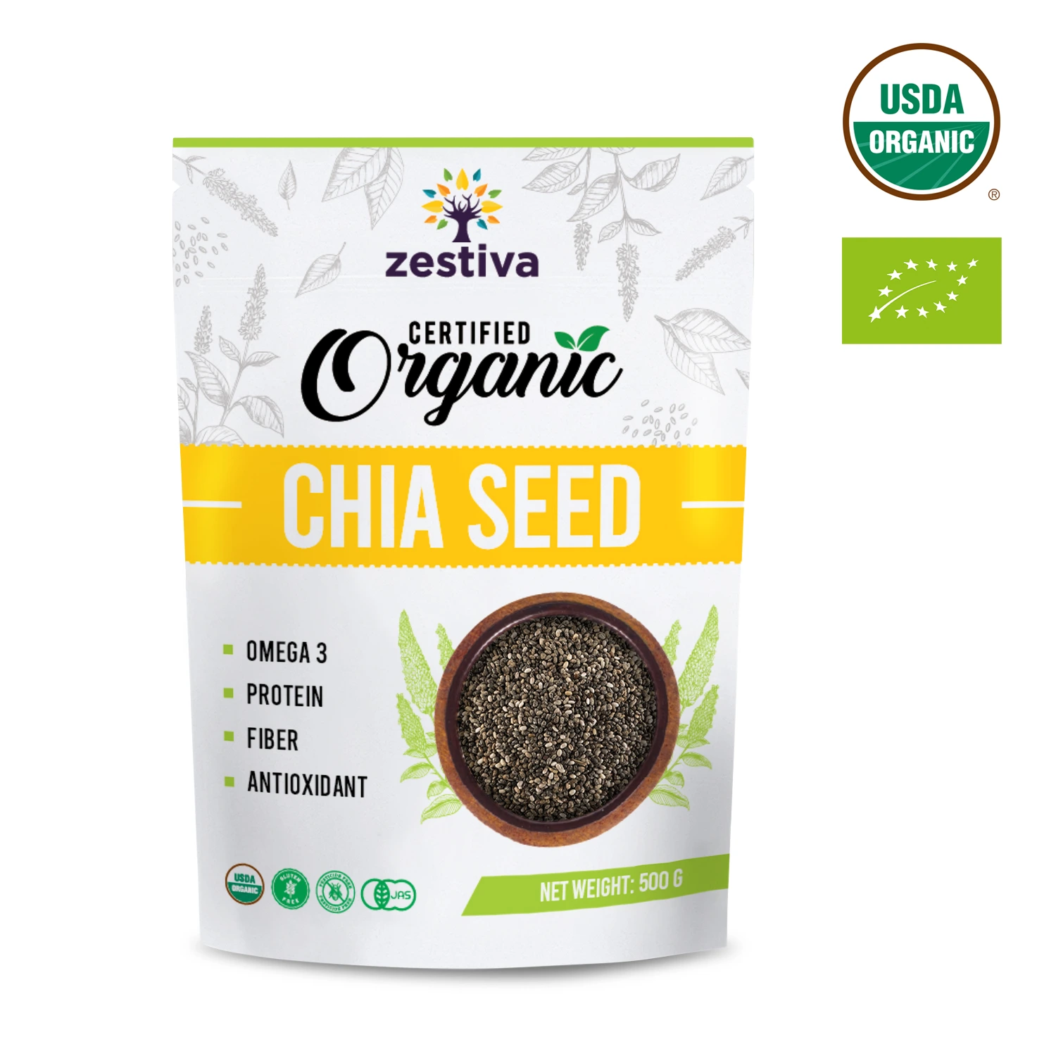 Organic Black Chia Seeds, 500g