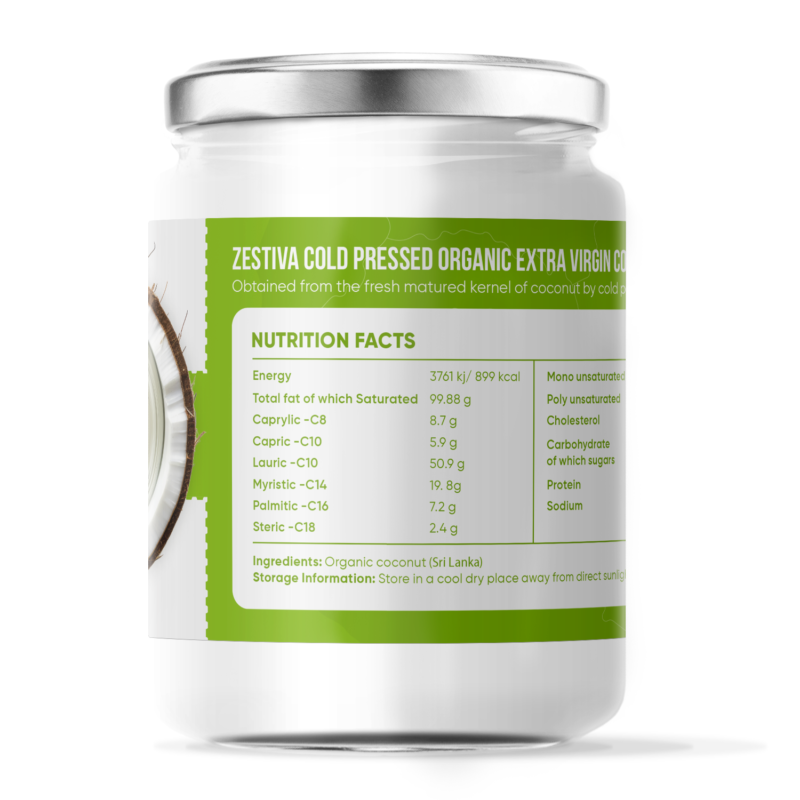 Zestiva Organic Cold Pressed EXTRA Virgin Coconut Oil, 500ml - Image 2